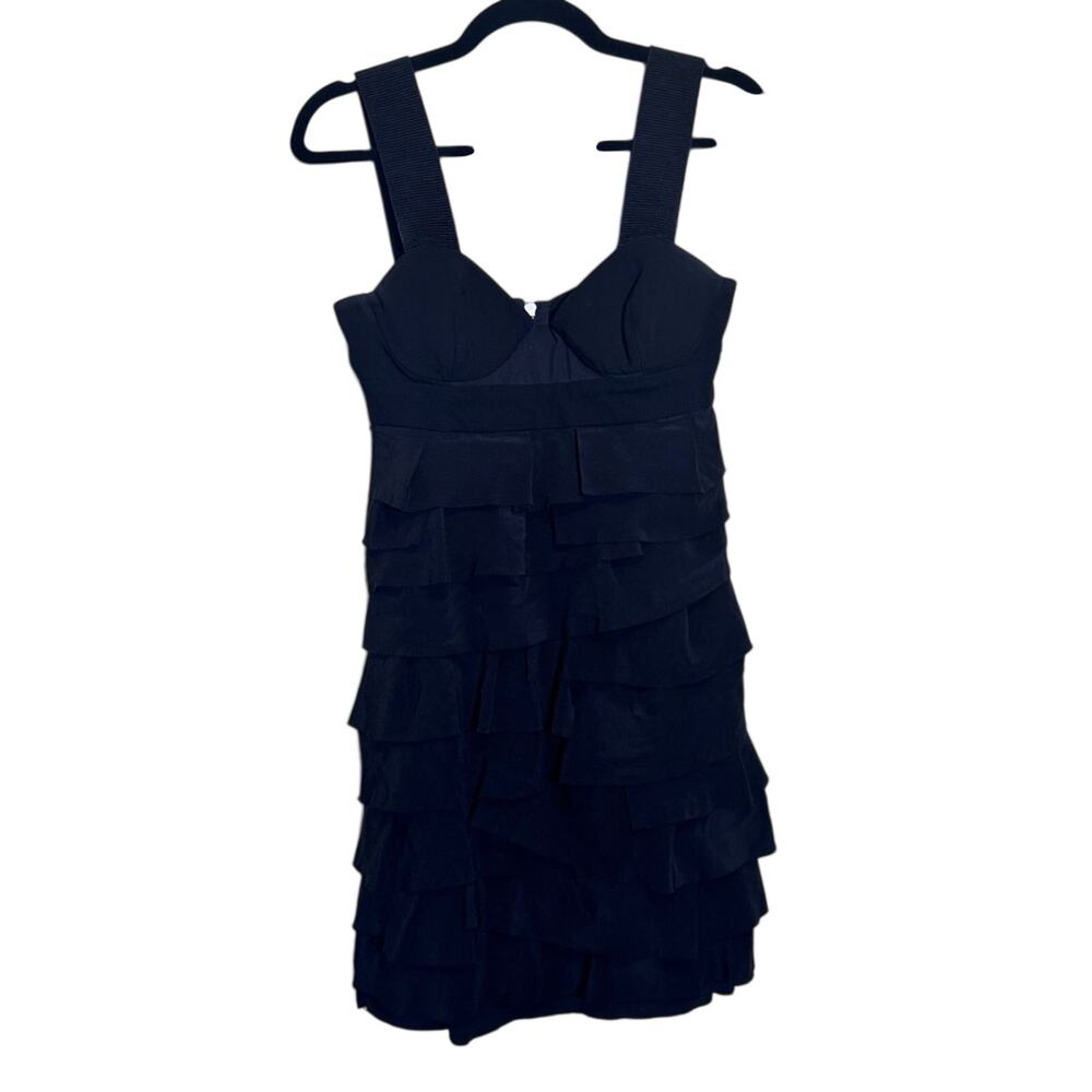 Alexander Wang Black Silk Bustier Silk Mini Dress Womens 4 Ruffled Tiered Goth